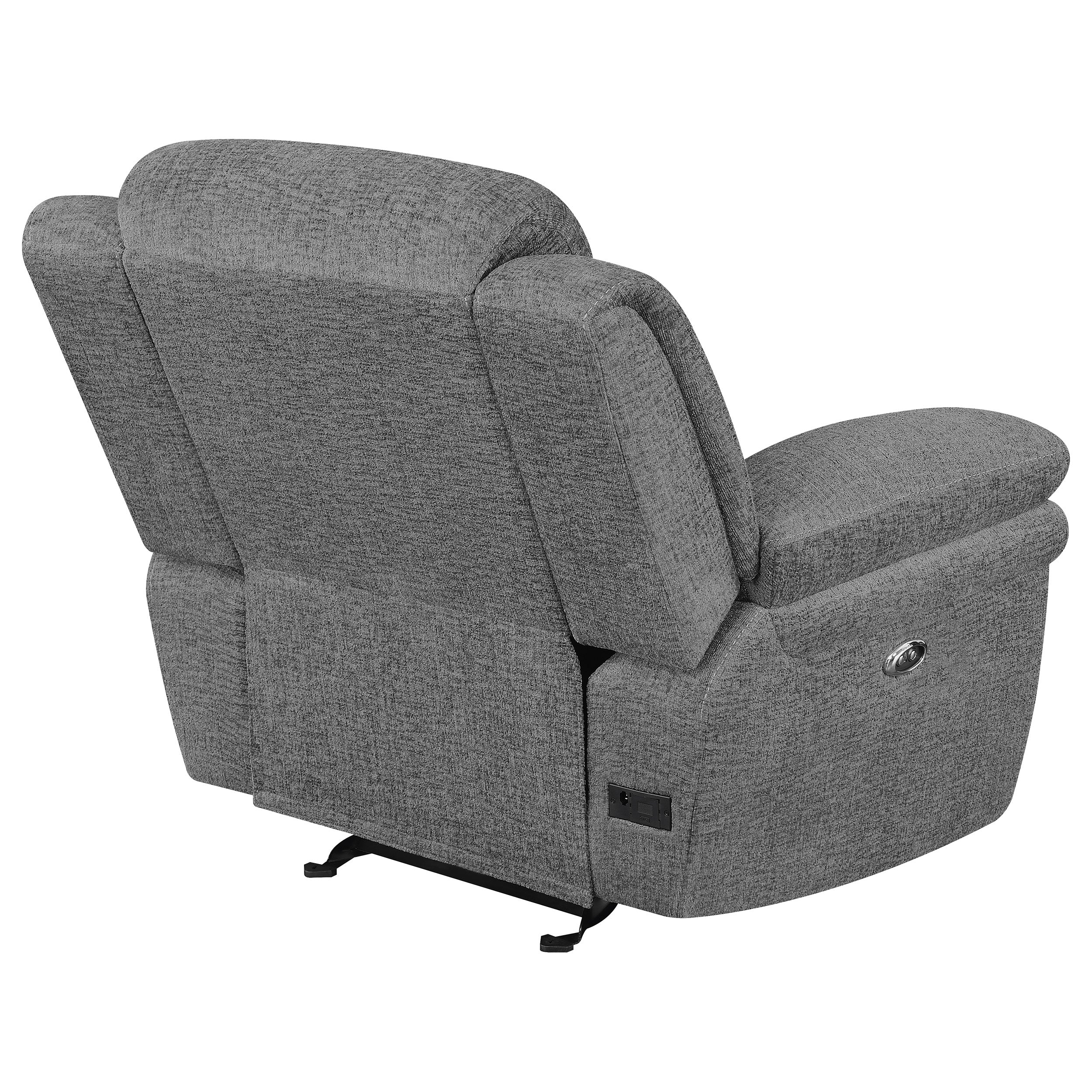 Coaster Bahrain Upholstered Power Glider Recliner Charcoal Default Title