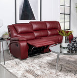 Coaster Camila Upholstered Motion Reclining Sofa Red Faux Leather Default Title