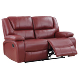 Coaster Camila Upholstered Motion Reclining Loveseat Red Faux Leather Default Title