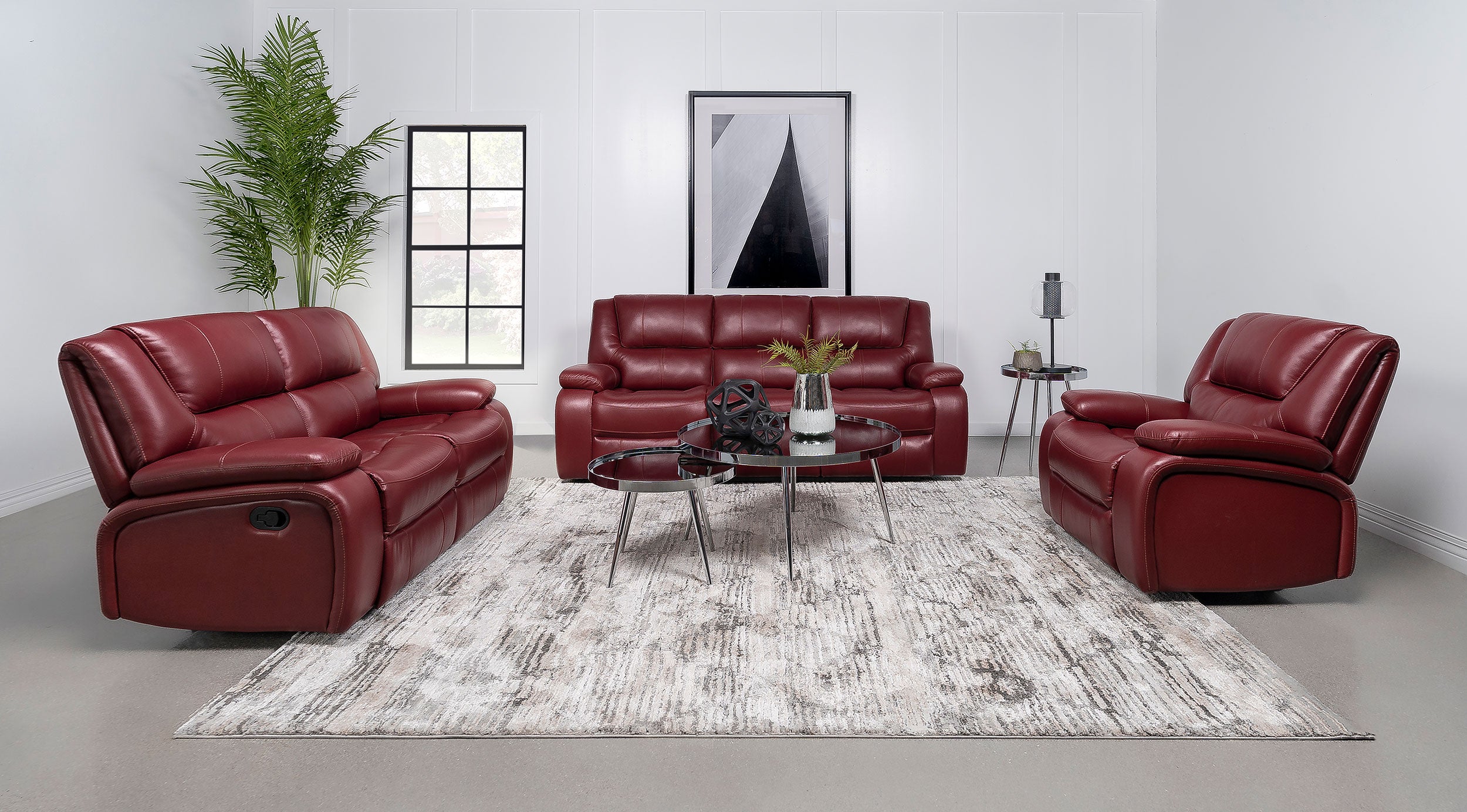 Coaster Camila Upholstered Motion Reclining Loveseat Red Faux Leather Default Title