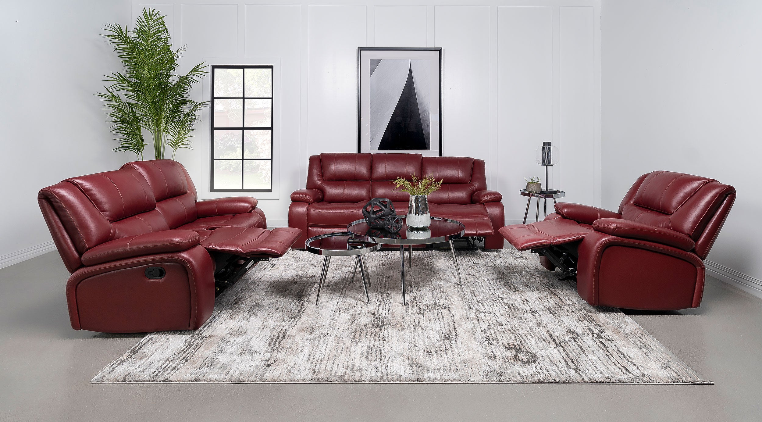 Coaster Camila Upholstered Motion Reclining Loveseat Red Faux Leather Default Title