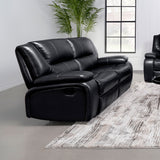 Coaster Camila Upholstered Motion Reclining Loveseat Black Default Title