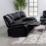 Coaster Camila Upholstered Motion Reclining Loveseat Black Default Title