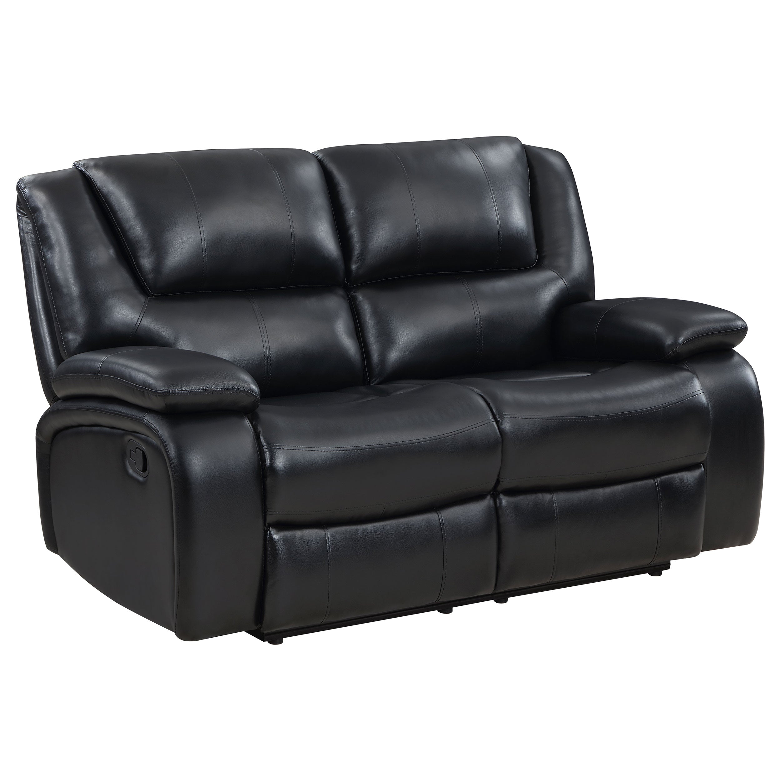 Coaster Camila Upholstered Motion Reclining Loveseat Black Default Title