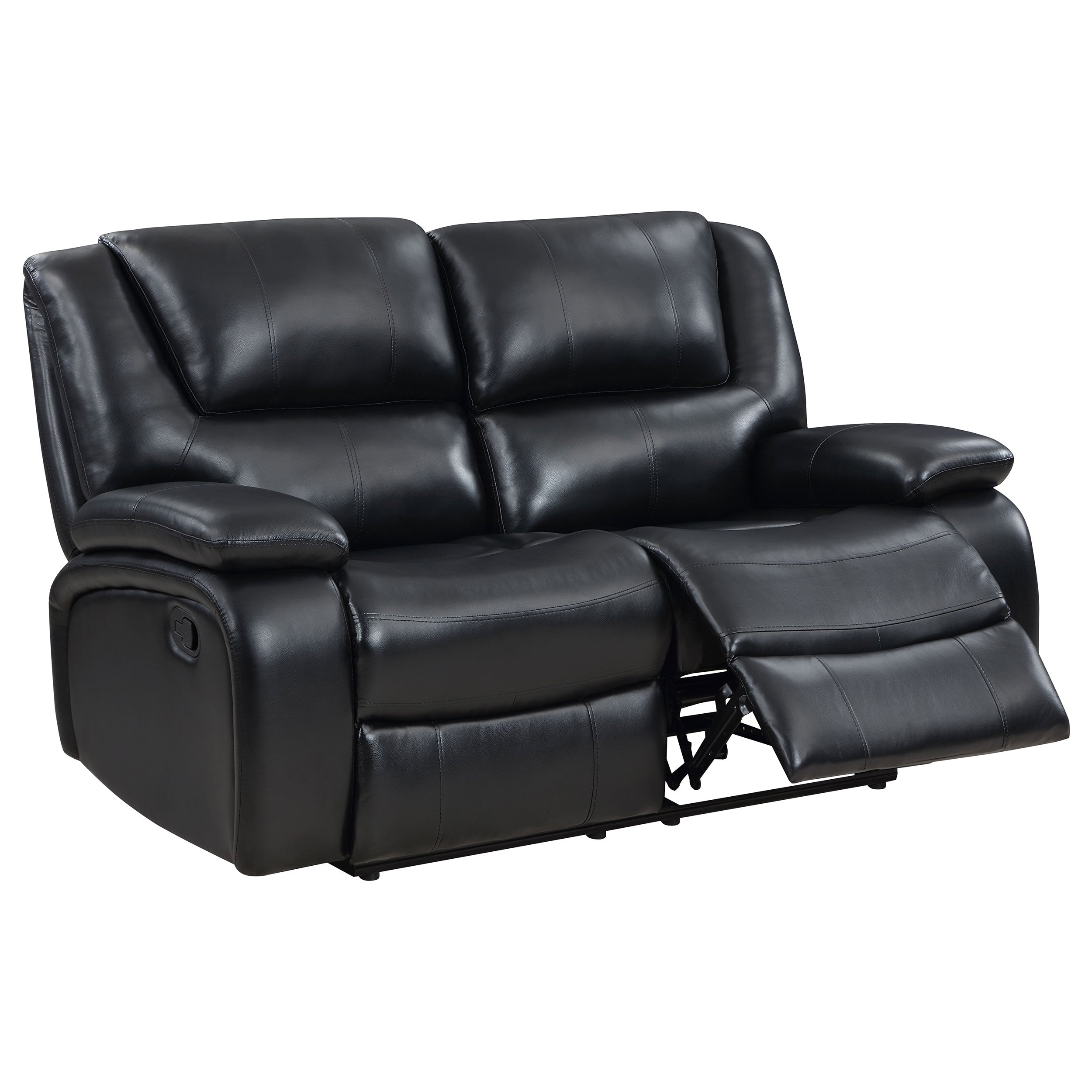 Coaster Camila Upholstered Motion Reclining Loveseat Black Default Title