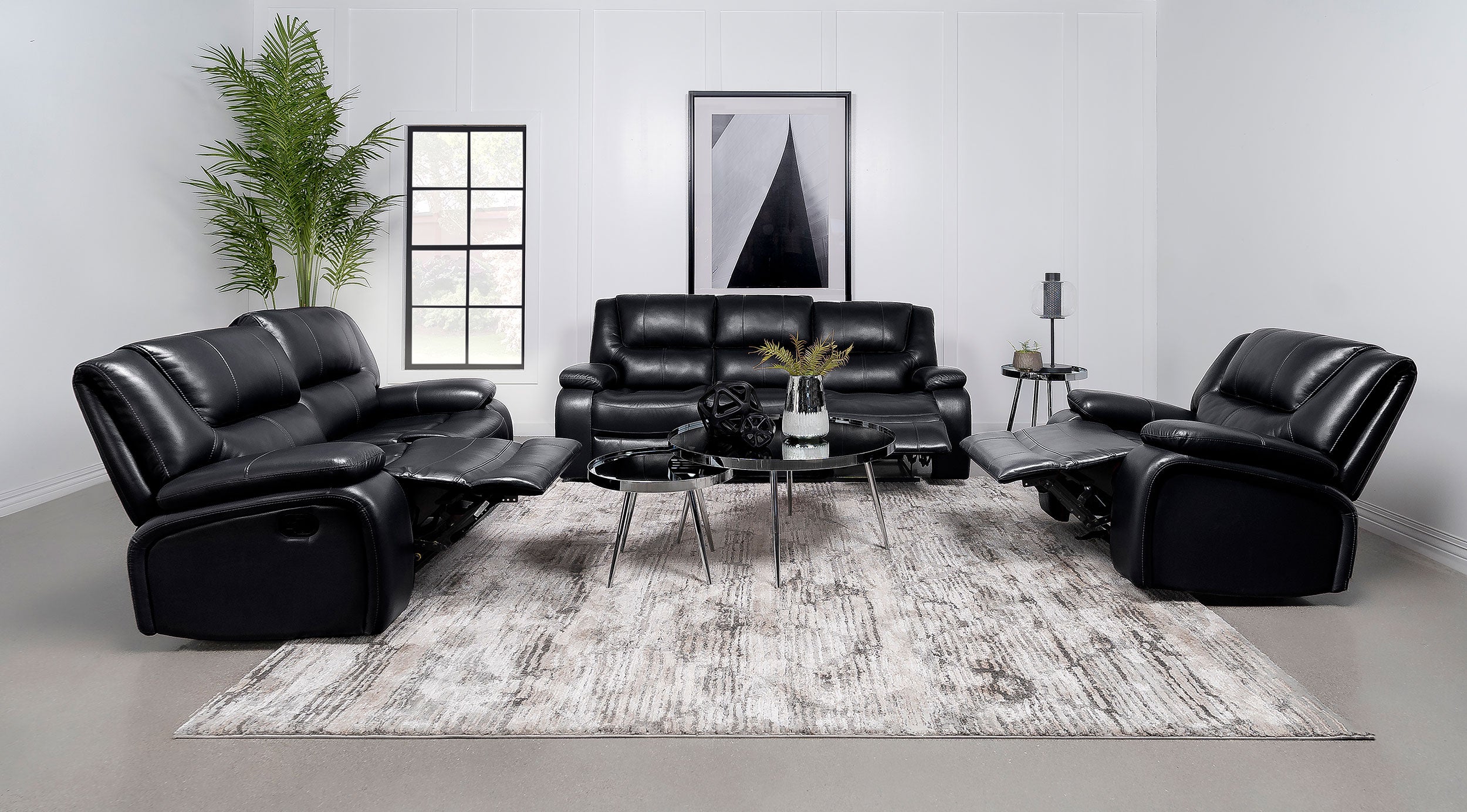 Coaster Camila Upholstered Motion Reclining Loveseat Black Default Title