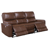 Coaster Greenfield Upholstered Power Reclining Sofa Saddle Brown Default Title