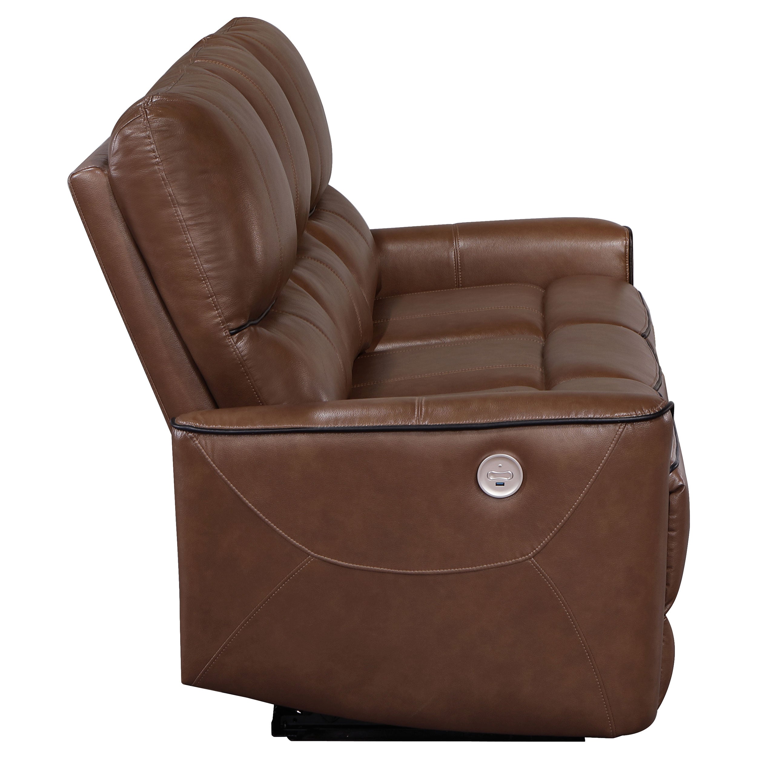 Coaster Greenfield Upholstered Power Reclining Sofa Saddle Brown Default Title