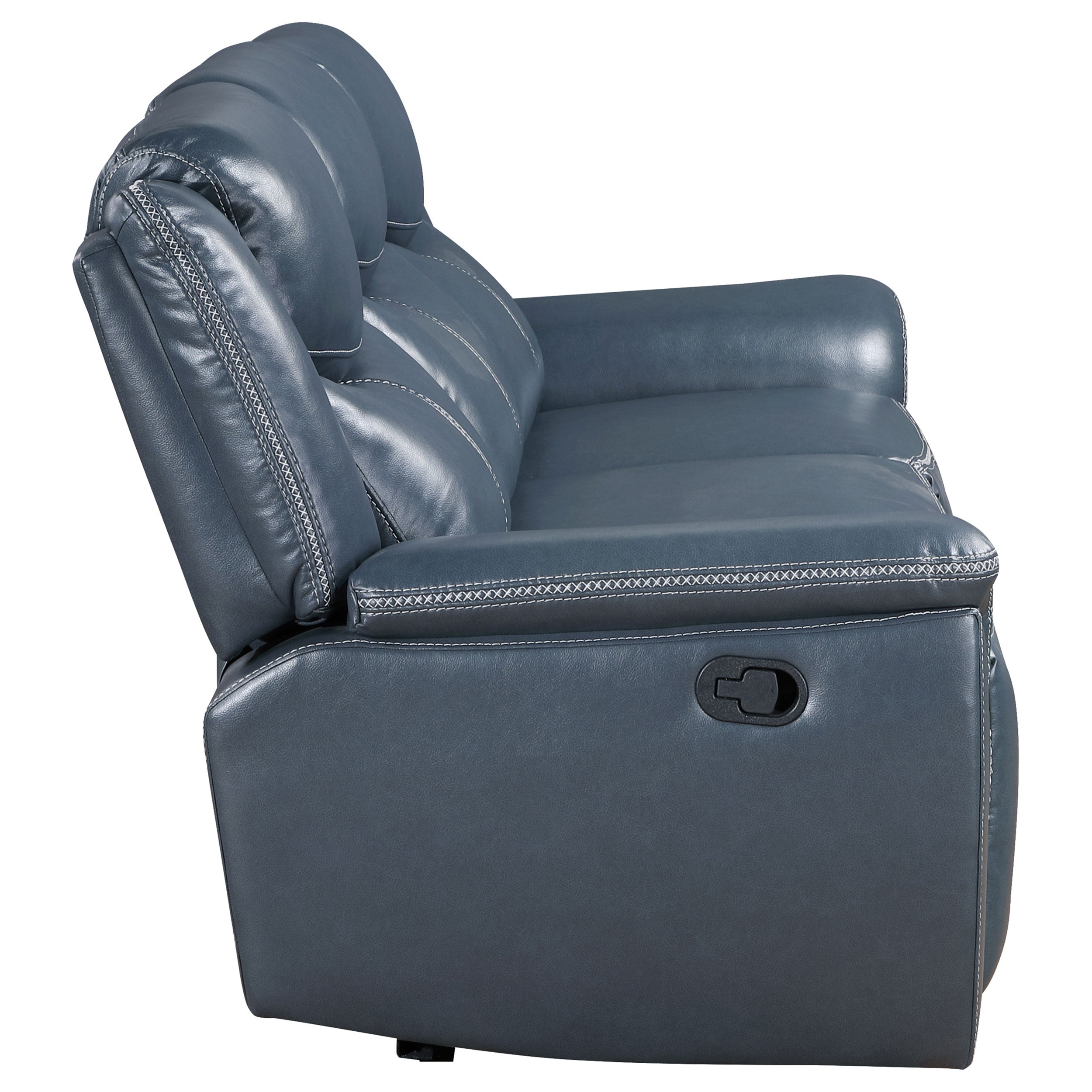 Coaster Sloane Upholstered Motion Reclining Sofa with Drop Down Table Blue Default Title