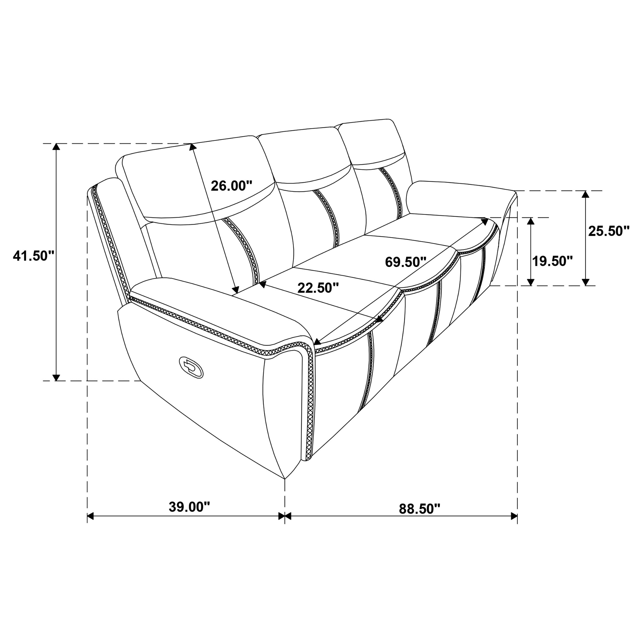 Coaster Sloane Upholstered Motion Reclining Sofa with Drop Down Table Blue Default Title