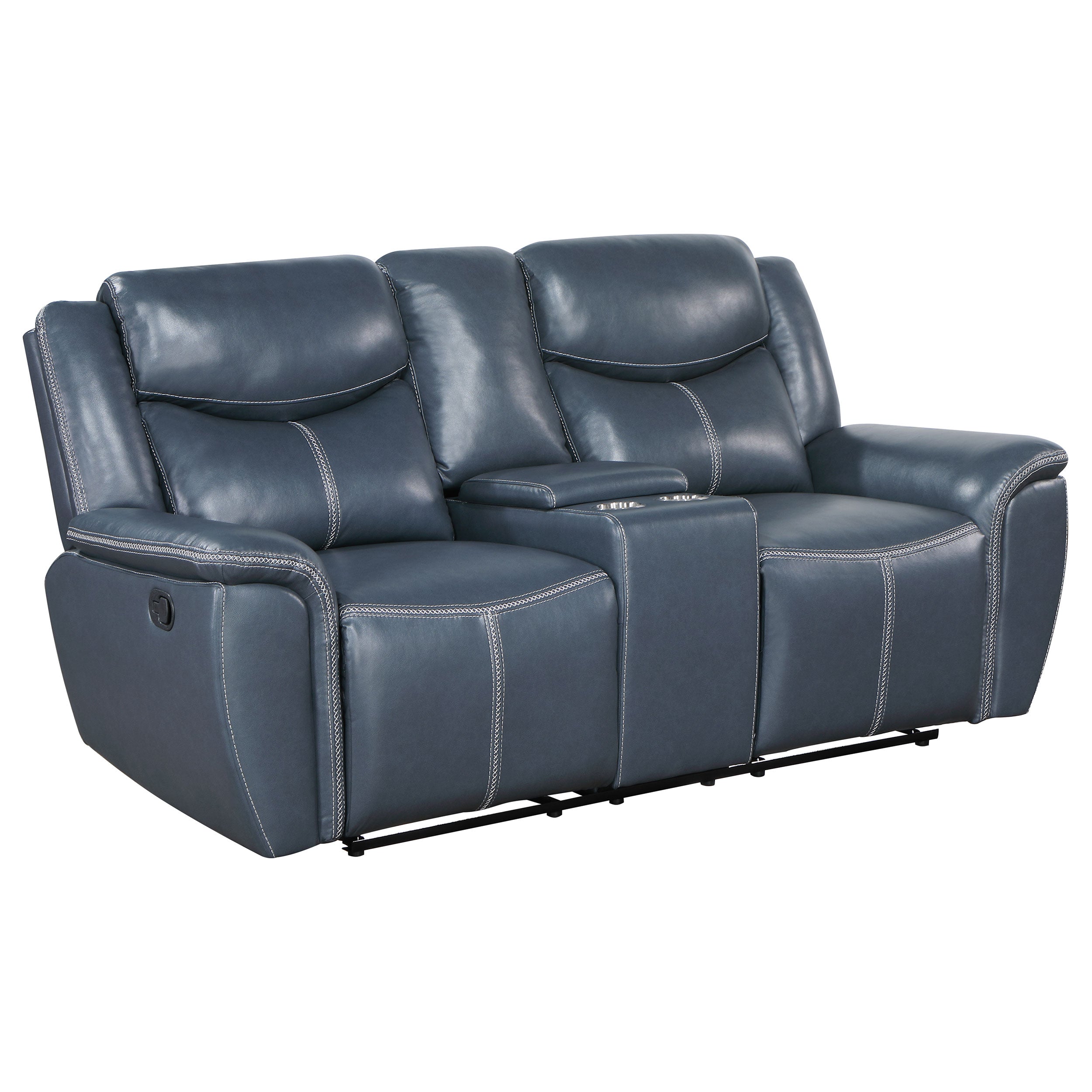 Coaster Sloane Upholstered Motion Reclining Loveseat with Console Blue Default Title