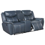 Coaster Sloane Upholstered Motion Reclining Loveseat with Console Blue Default Title