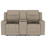 Brentwood Upholstered Motion Reclining Loveseat Taupe