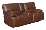 Coaster Southwick Pillow Top Arm Power Loveseat with Console Saddle Brown Default Title