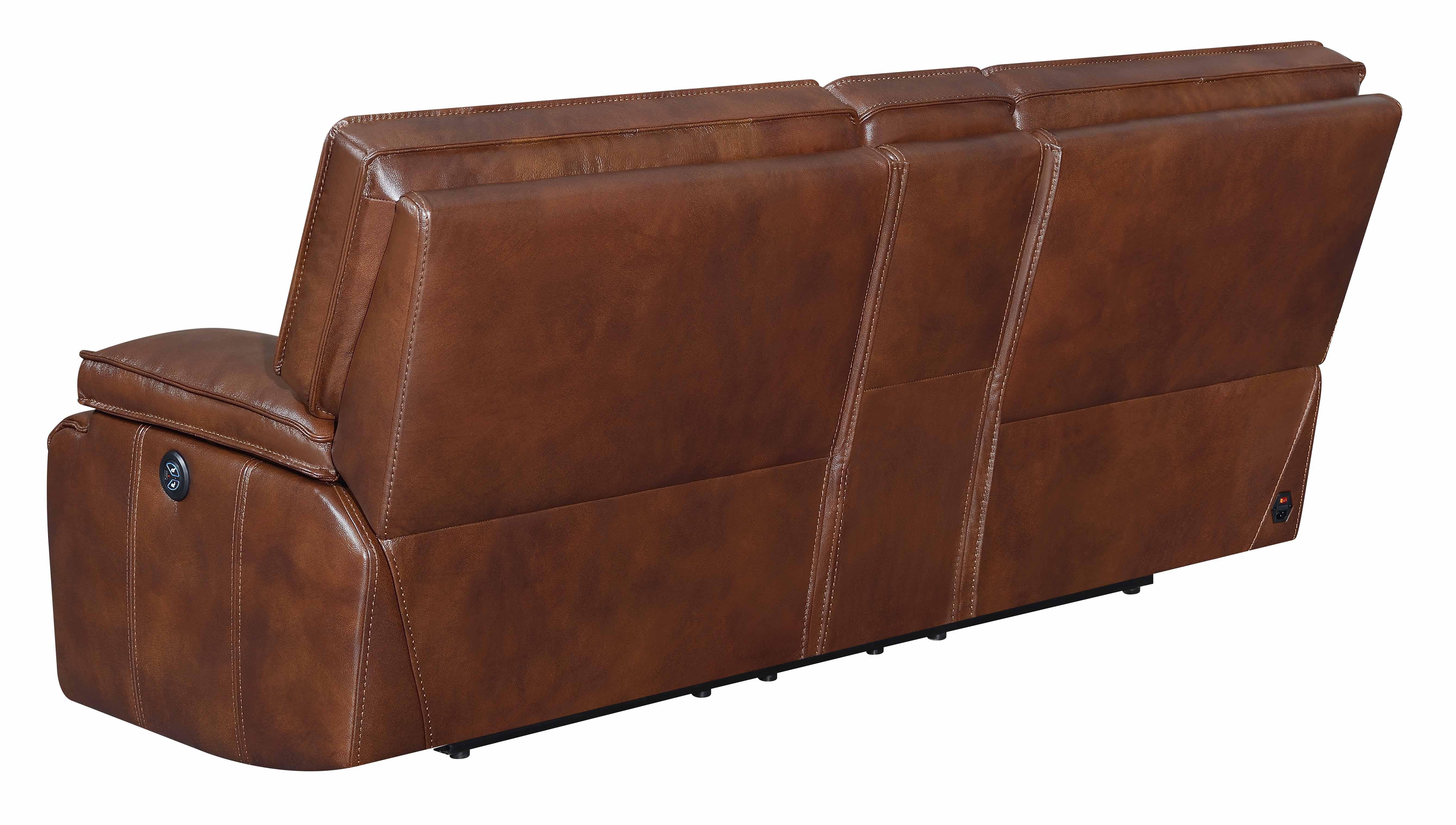 Coaster Southwick Pillow Top Arm Power Loveseat with Console Saddle Brown Default Title