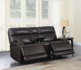 Coaster Longport Upholstered Power Loveseat with Console Dark Brown Default Title