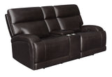 Coaster Longport Upholstered Power Loveseat with Console Dark Brown Default Title