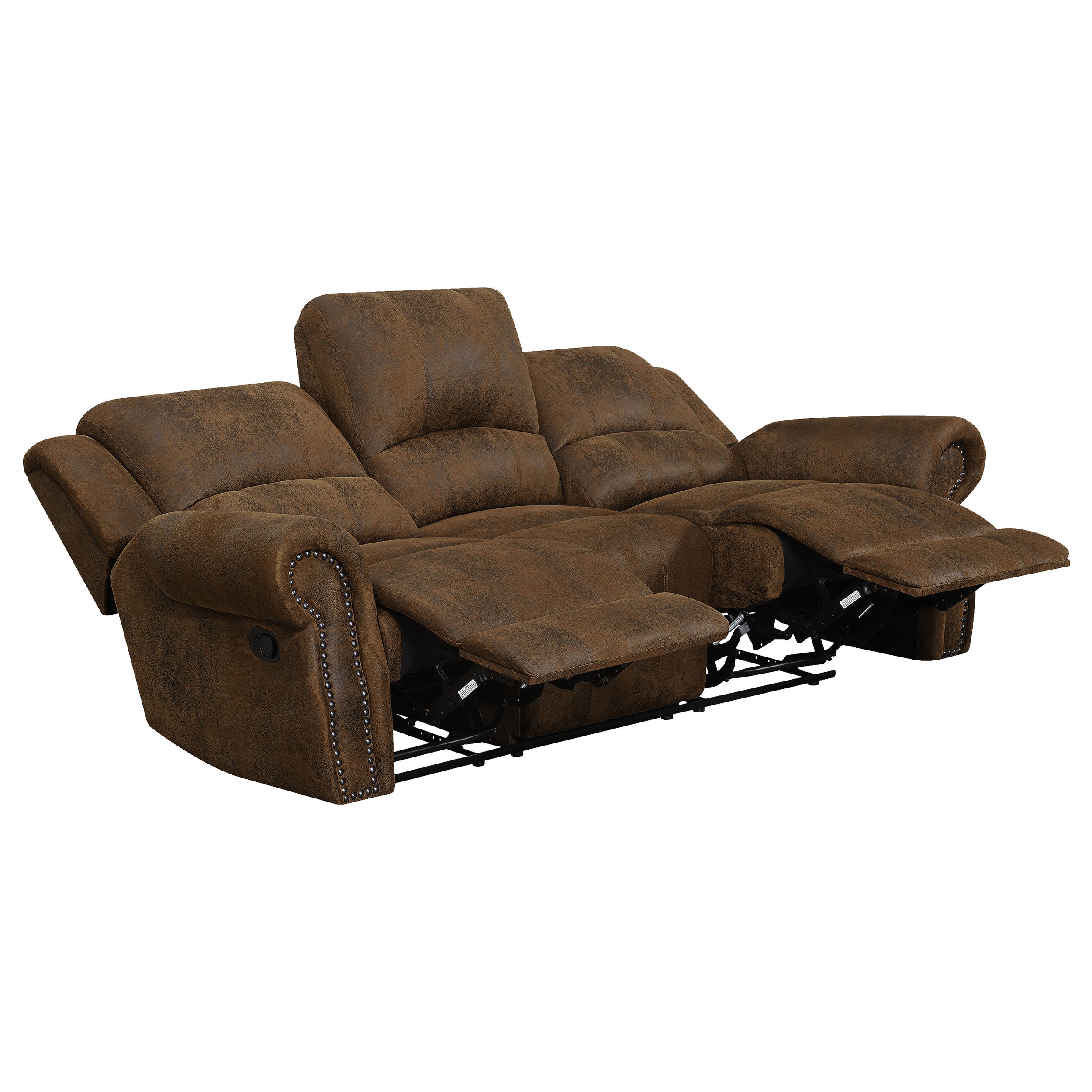 Coaster Sir Rawlinson Rolled Arm Motion Sofa with Nailhead Trim Buckskin Brown Default Title