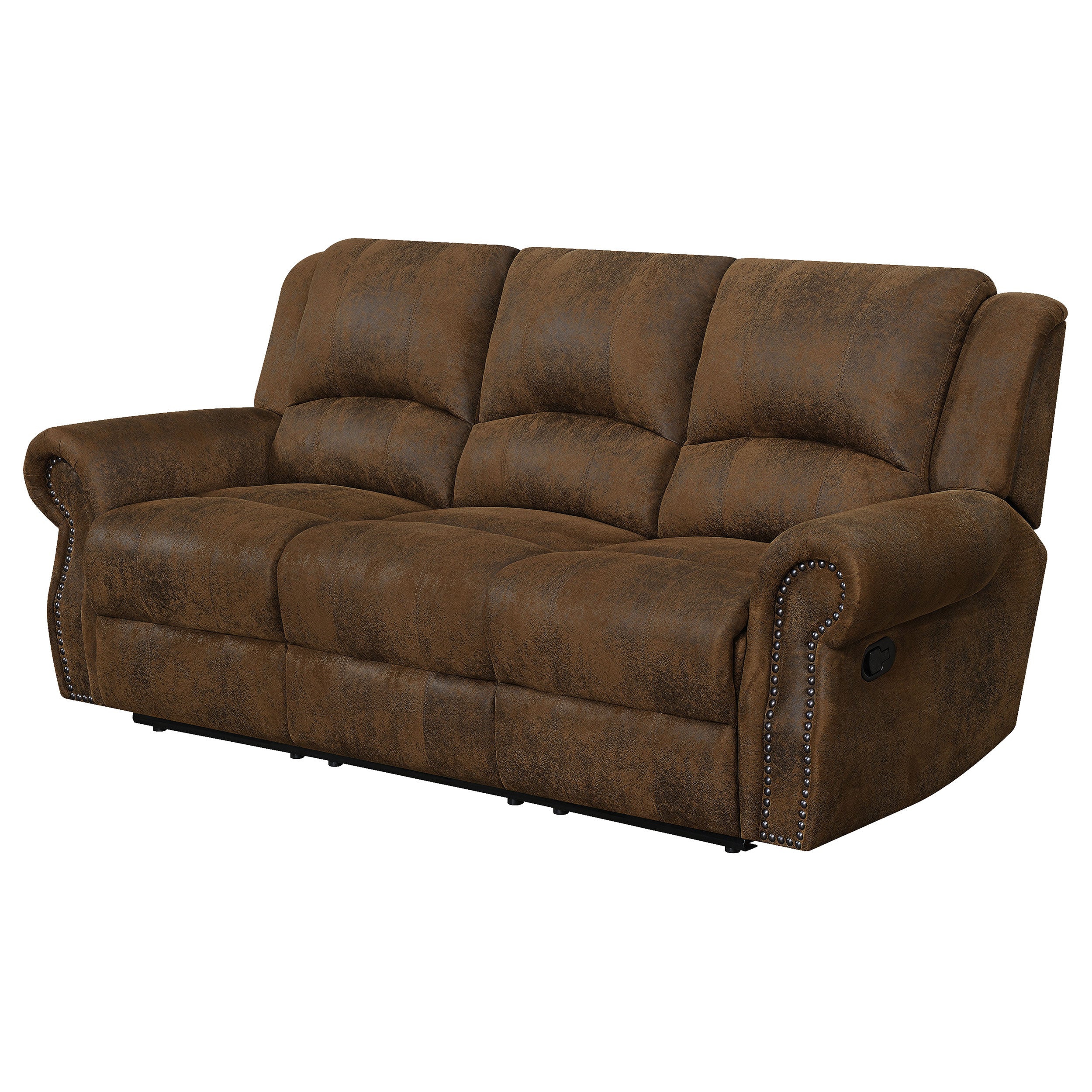 Coaster Sir Rawlinson Rolled Arm Motion Sofa with Nailhead Trim Buckskin Brown Default Title