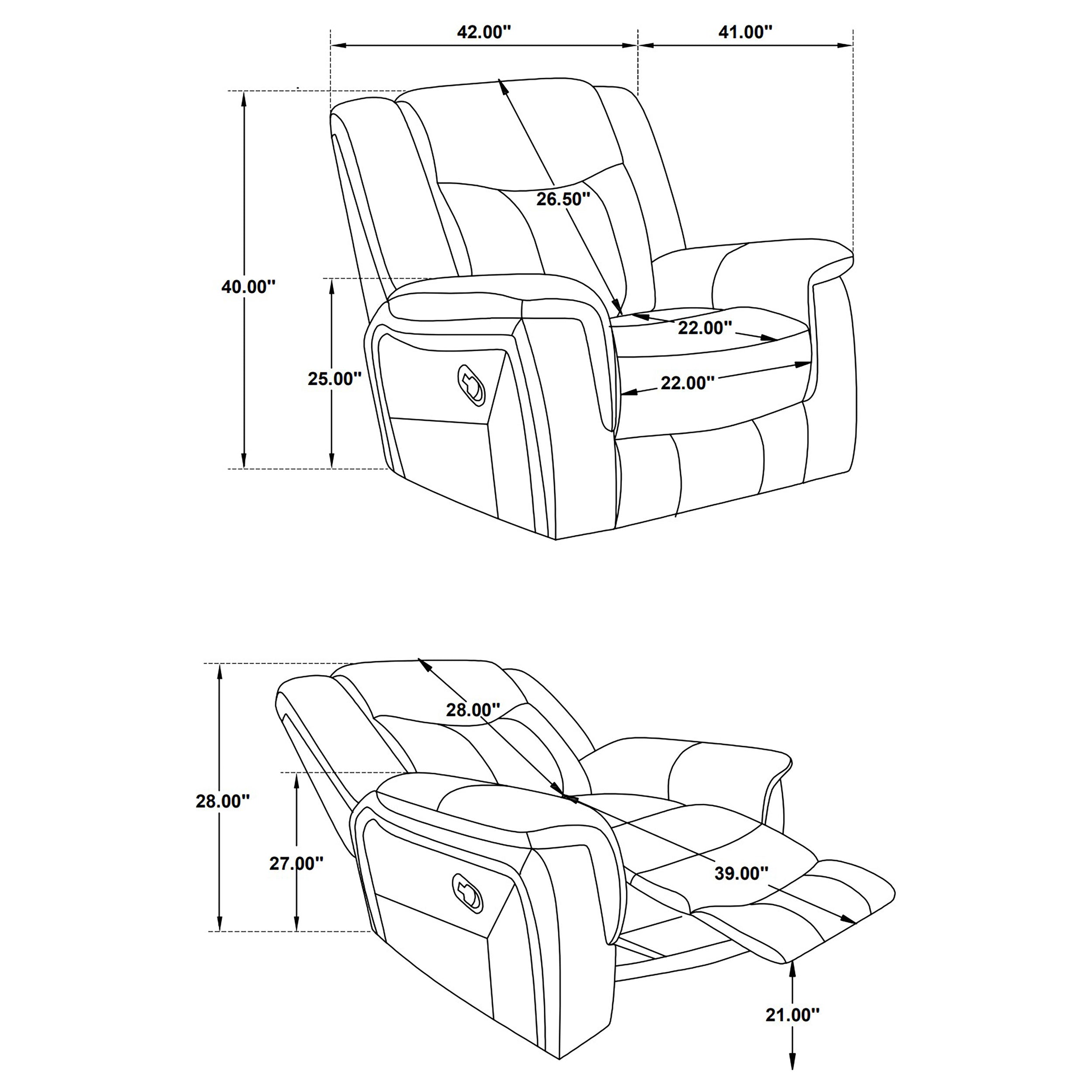 Coaster Conrad Upholstered Motion Glider Recliner Grey Default Title