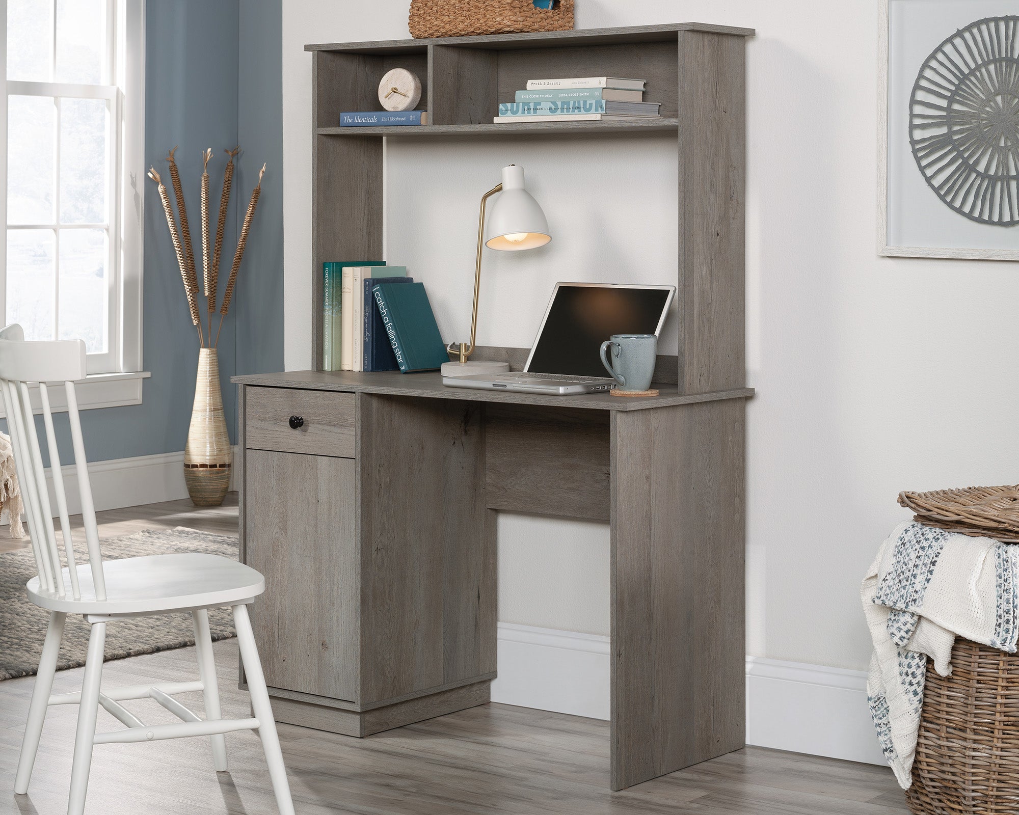 Sundar  Computer Desk with Hutch in Mystic Oak