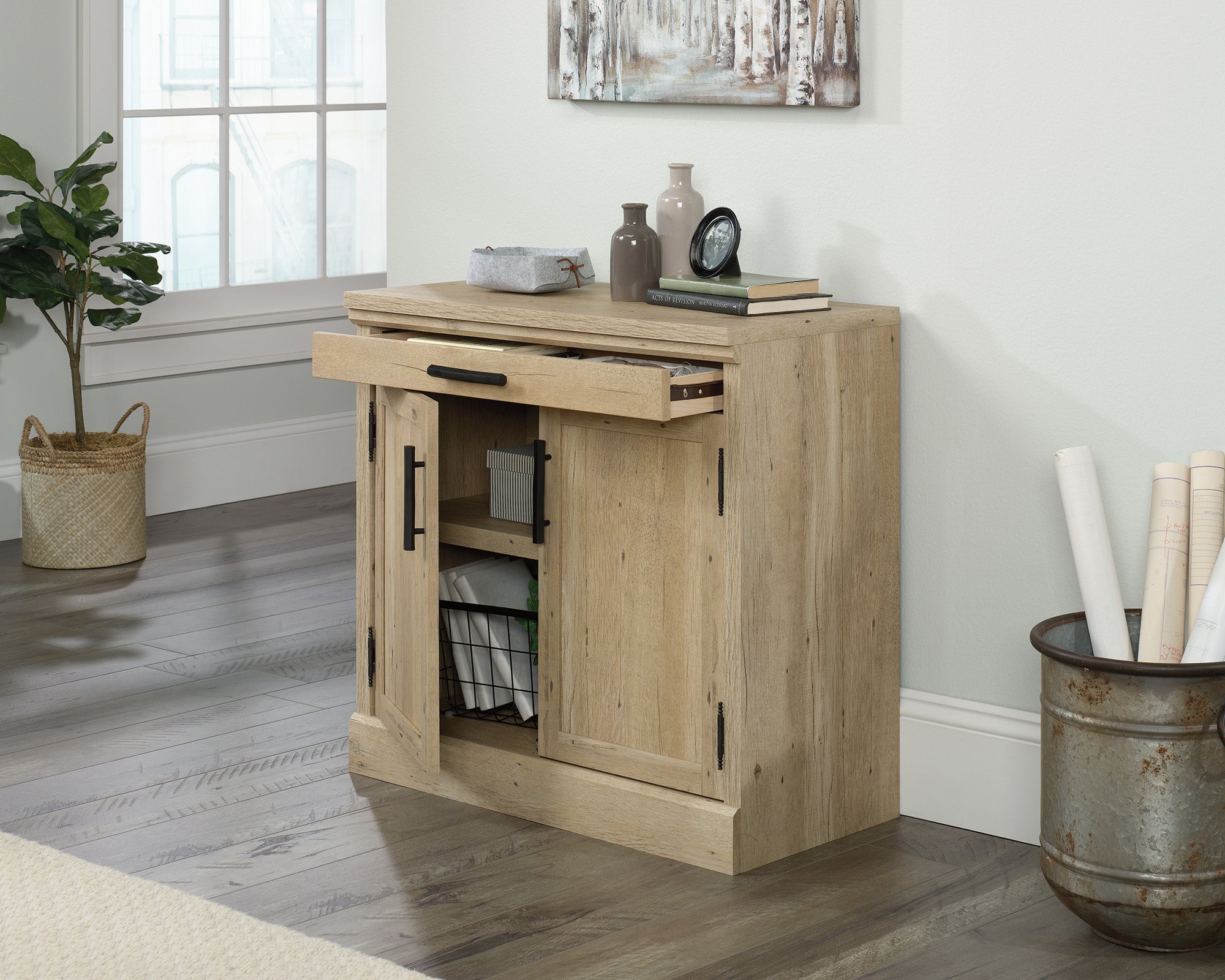 Aspen Post  2-Door Library Cabinet with Prime Oak Finish