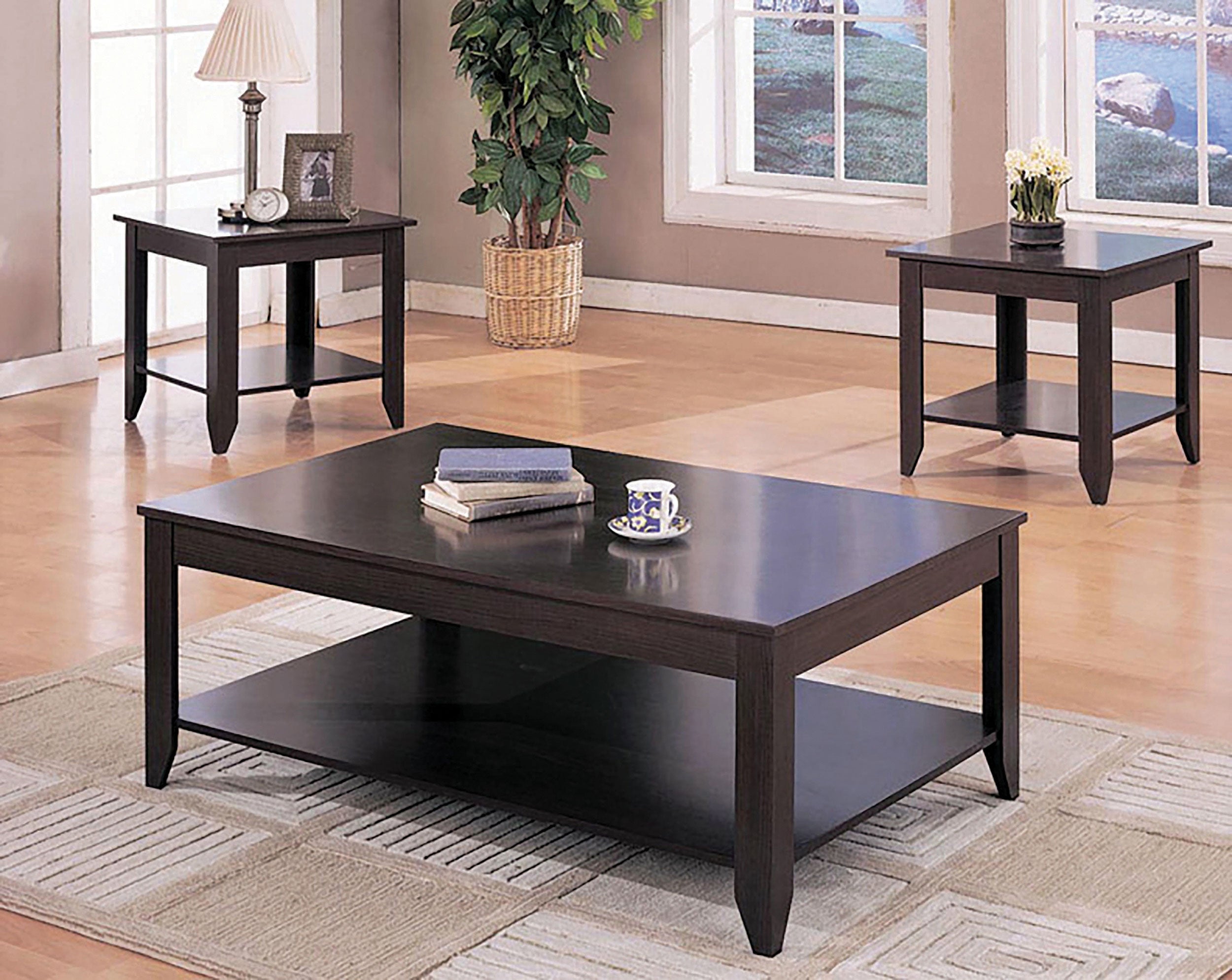 Coaster Brooks 3-piece Occasional Table Set with Lower Shelf Cappuccino Default Title