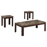 Coaster Rhodes 3-piece Faux Marble Top Occasional Set Brown Default Title