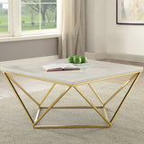 Coaster Meryl Square Coffee Table White and Gold Default Title