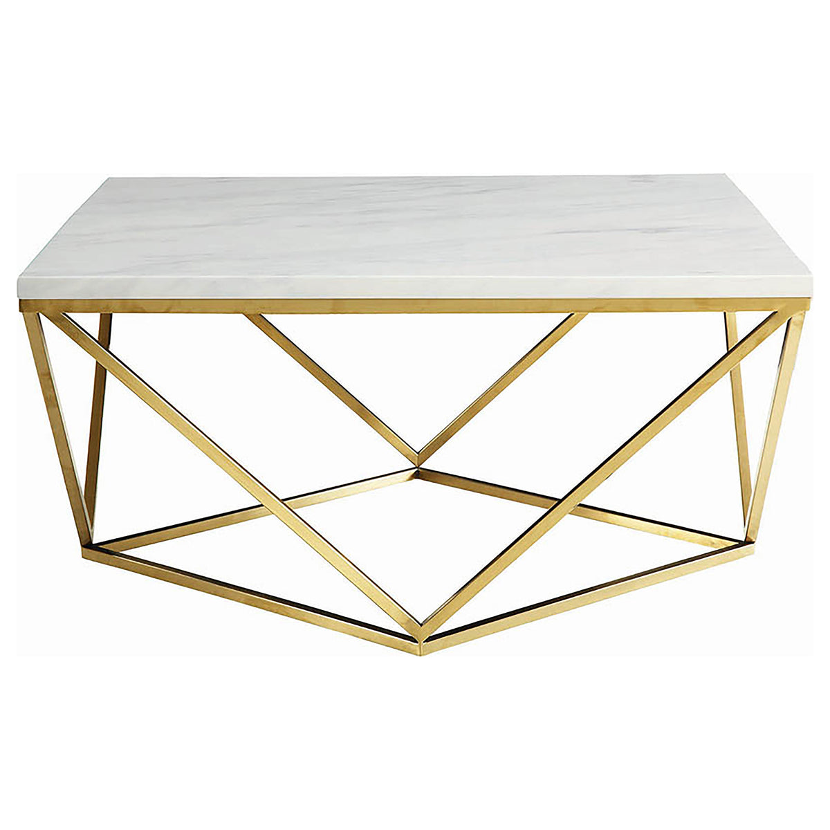 Coaster Meryl Square Coffee Table White and Gold Default Title