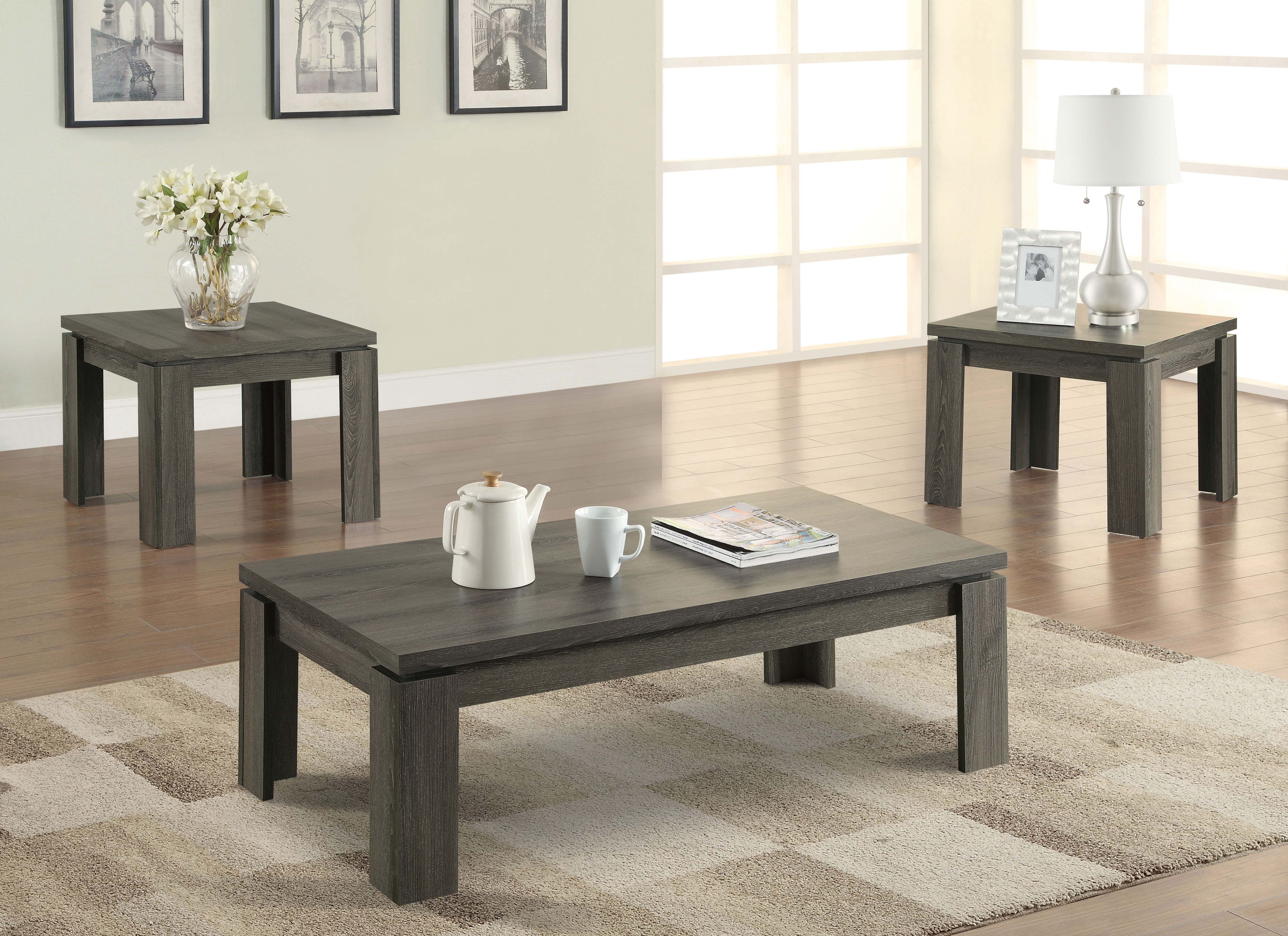 Coaster Cain 3-piece Occasional Table Set Weathered Grey Default Title