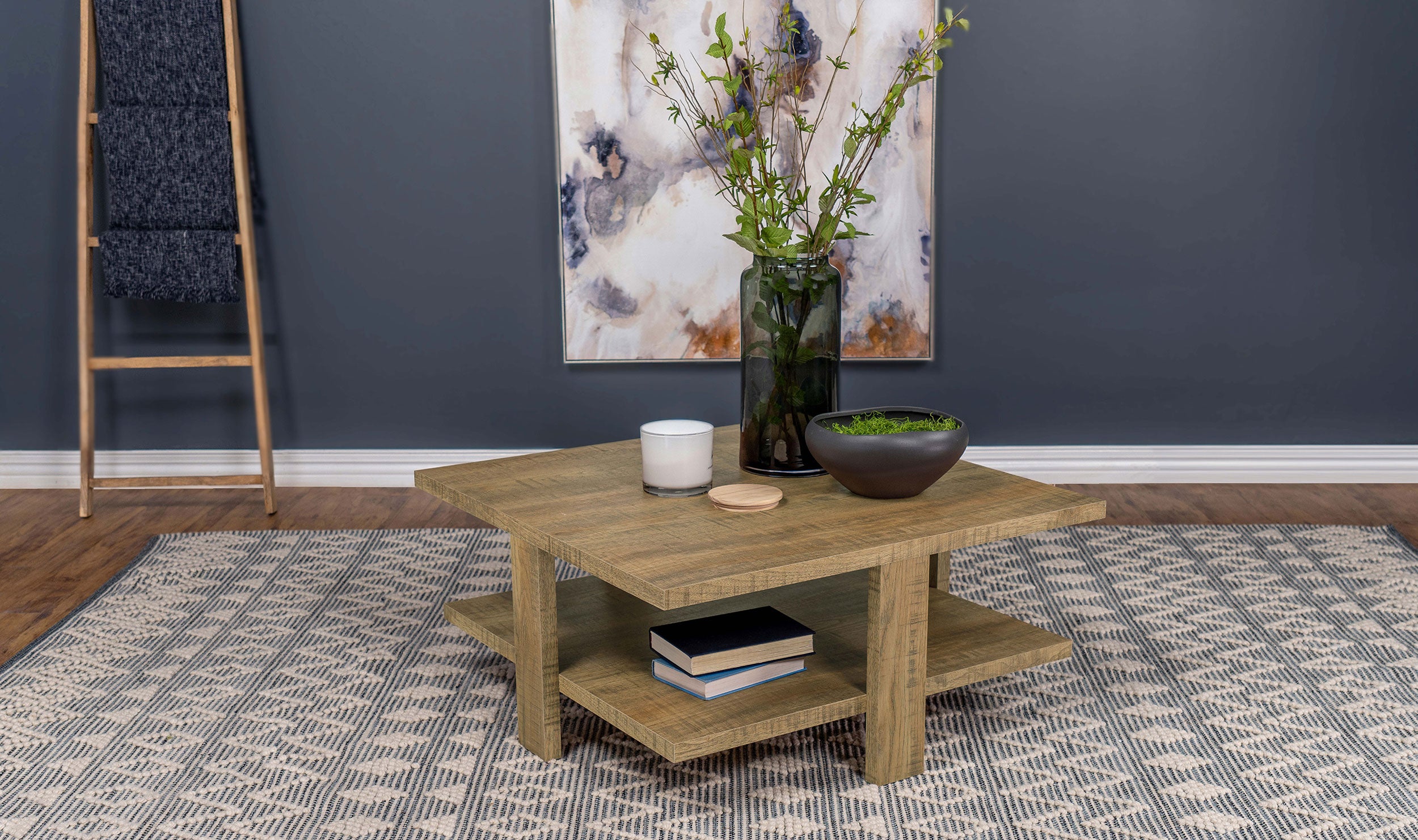 Coaster Dawn Square Engineered Wood Coffee Table With Shelf Mango Default Title