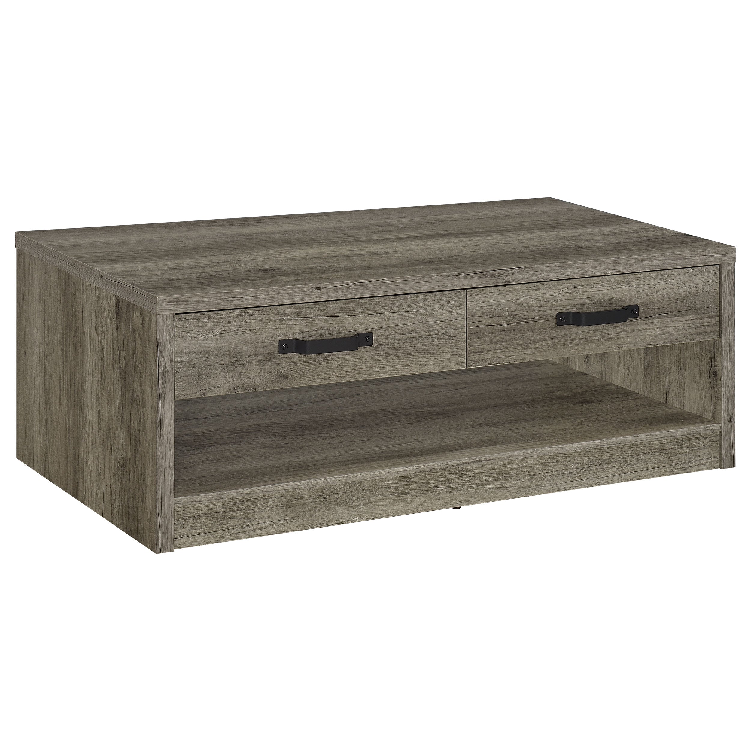 Coaster Felix 2-drawer Rectangular Engineered Wood Coffee Table Grey Driftwood Default Title