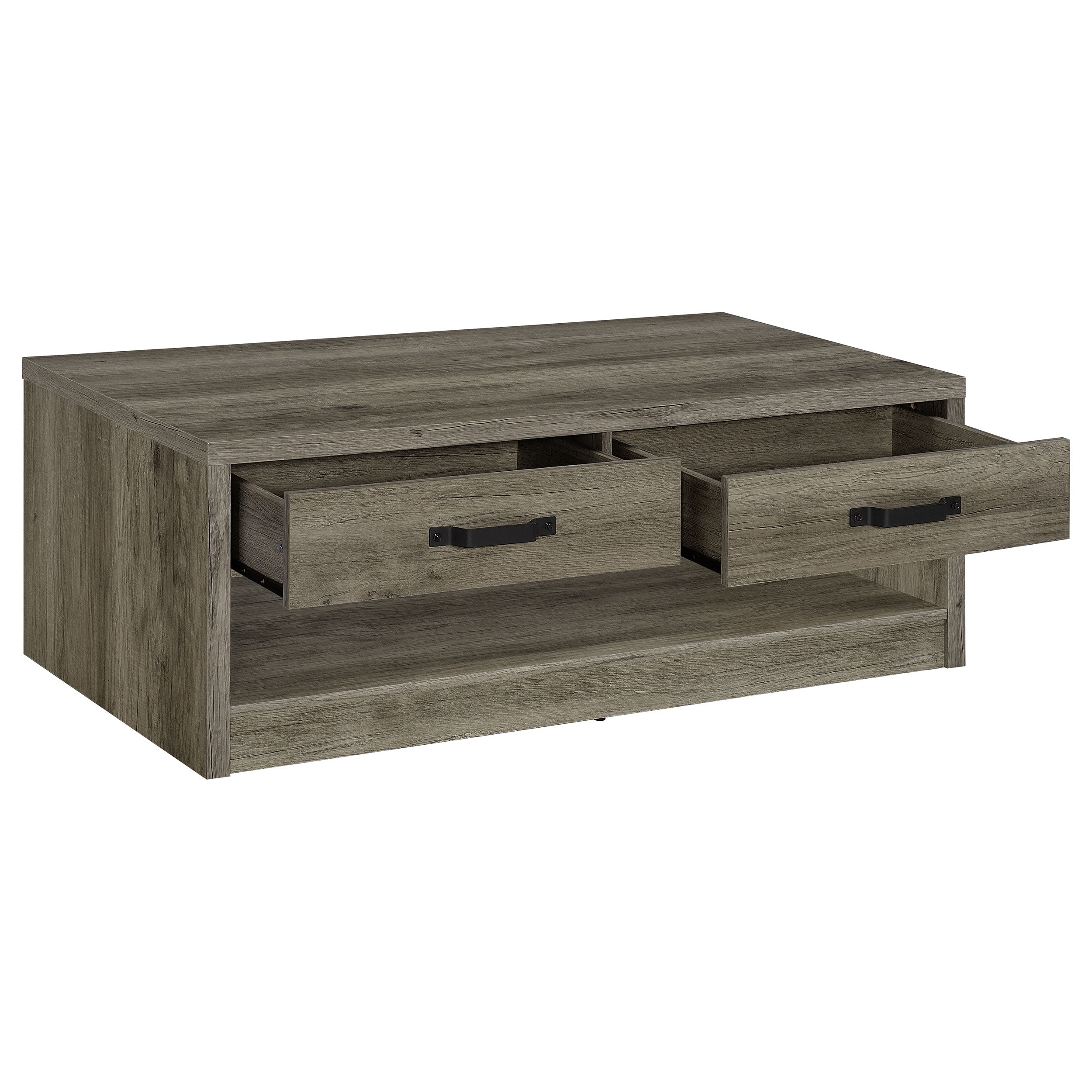 Coaster Felix 2-drawer Rectangular Engineered Wood Coffee Table Grey Driftwood Default Title