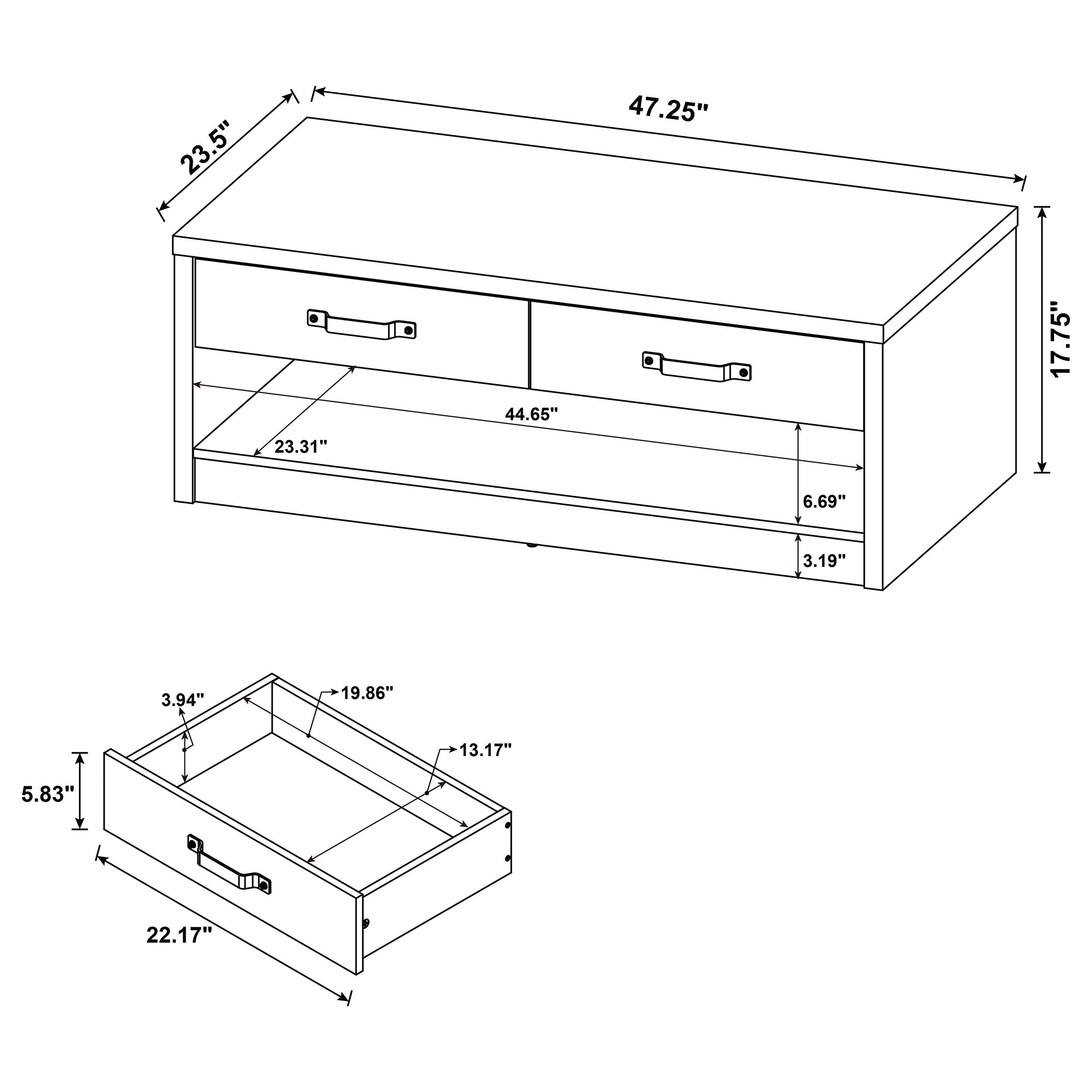 Coaster Felix 2-drawer Rectangular Engineered Wood Coffee Table Grey Driftwood Default Title