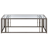 Coaster Adri Rectangular Glass Top Coffee Table Clear and Black Nickel Default Title