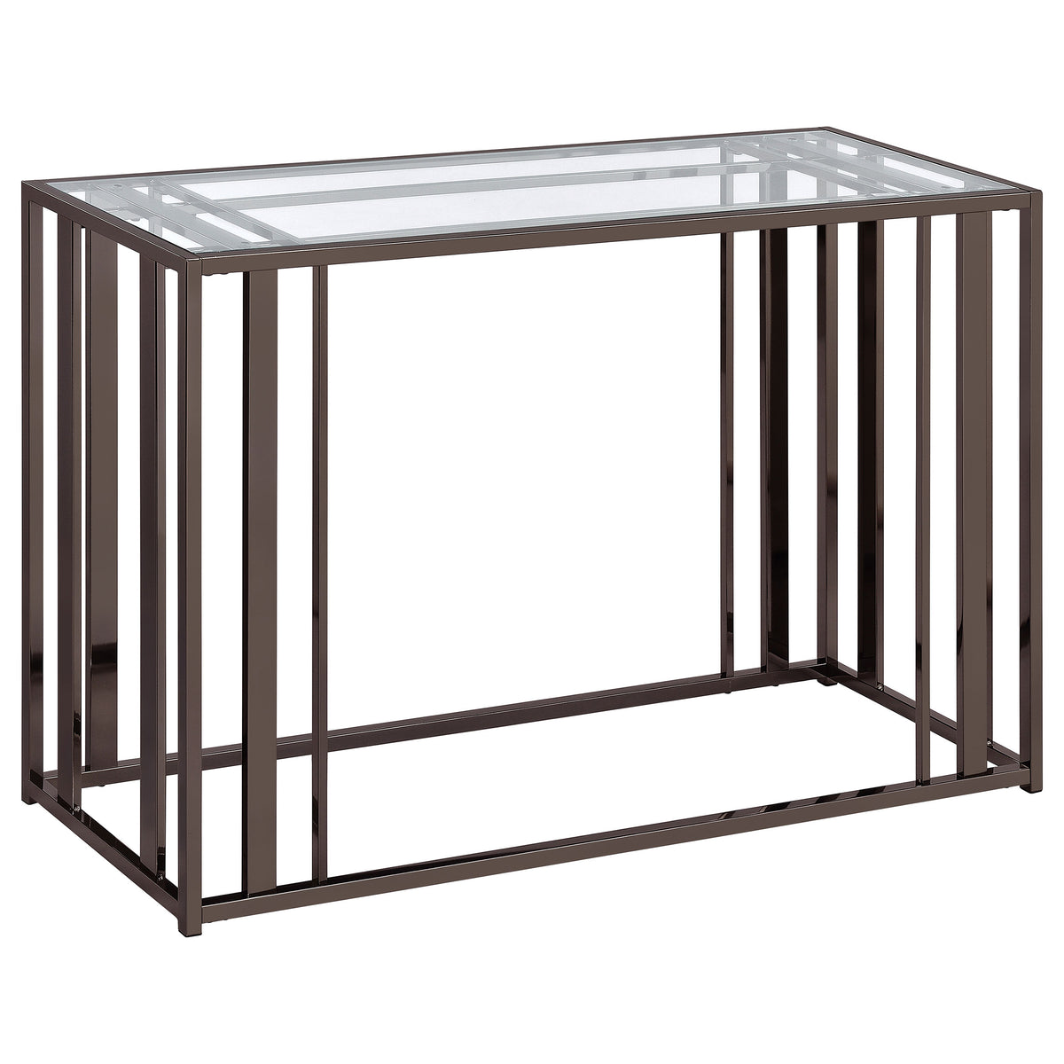 Coaster Adri Rectangular Glass Top Sofa Table Clear and Black Nickel Default Title