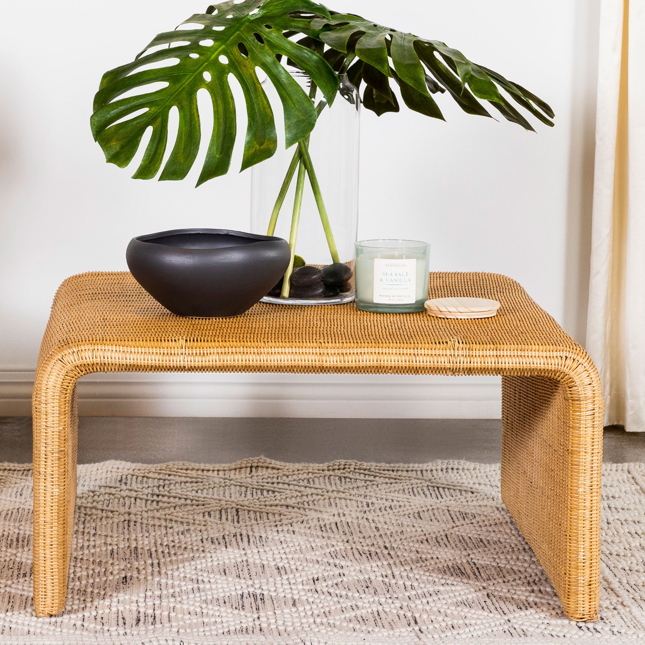 Coaster Juanita Square Rattan Coffee Table Natural