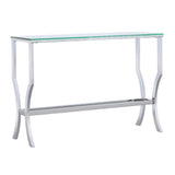 Coaster Saide Rectangular Sofa Table with Mirrored Shelf Chrome Default Title