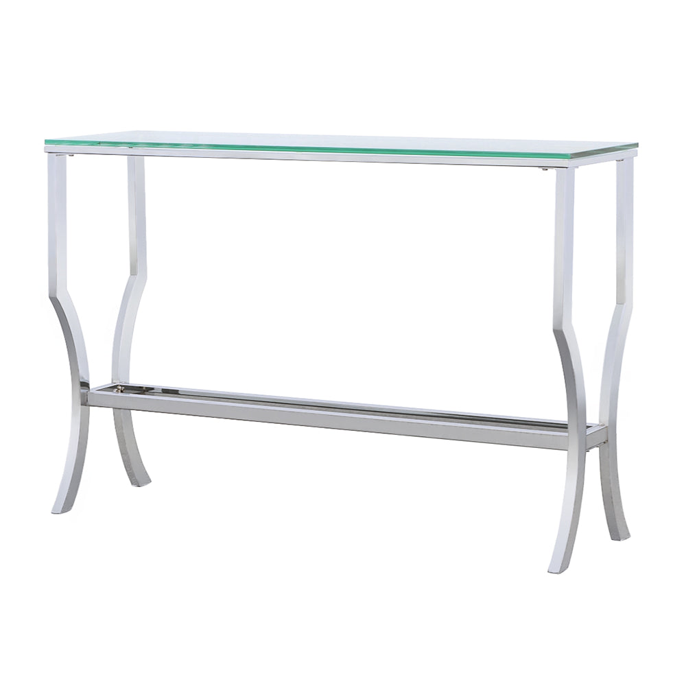 Coaster Saide Rectangular Sofa Table with Mirrored Shelf Chrome Default Title