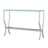 Coaster Saide Rectangular Sofa Table with Mirrored Shelf Chrome Default Title