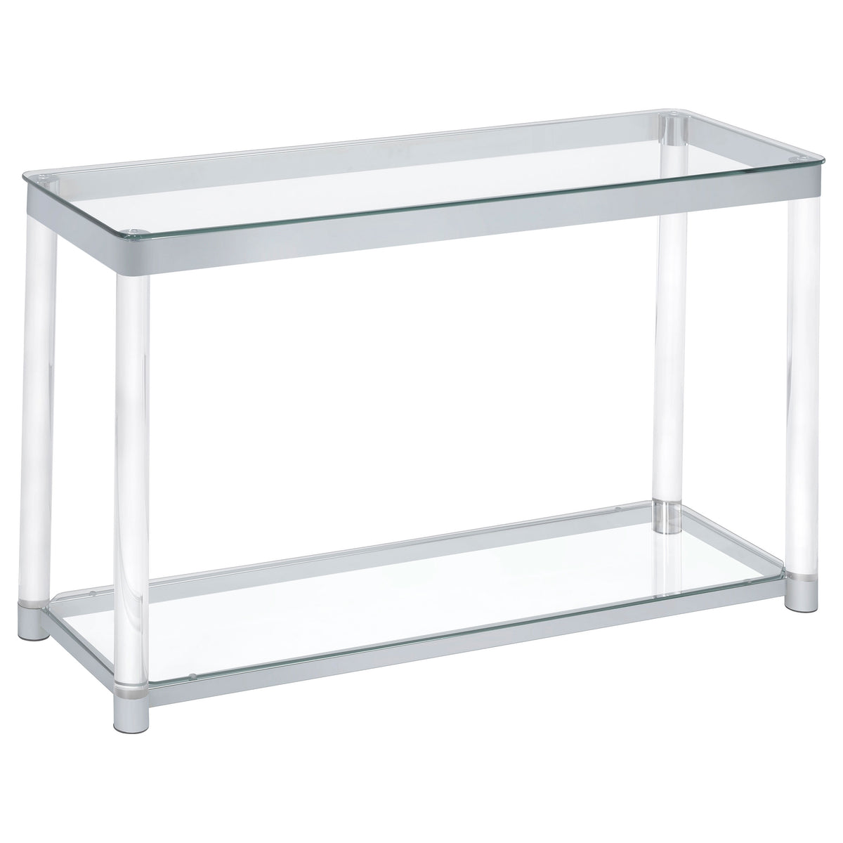 Coaster Anne Sofa Table with Lower Shelf Chrome and Clear Default Title