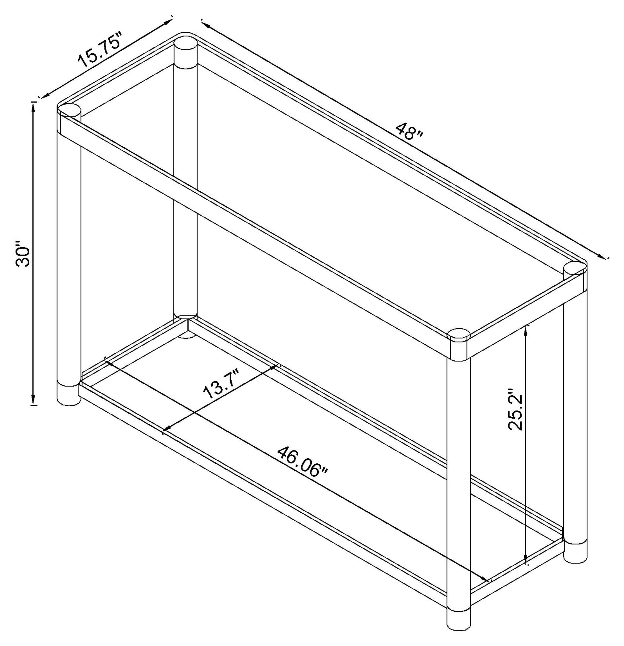 Coaster Anne Sofa Table with Lower Shelf Chrome and Clear Default Title