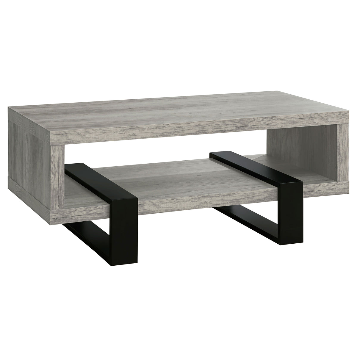 Coaster Dinard Coffee Table with Shelf Grey Driftwood Default Title