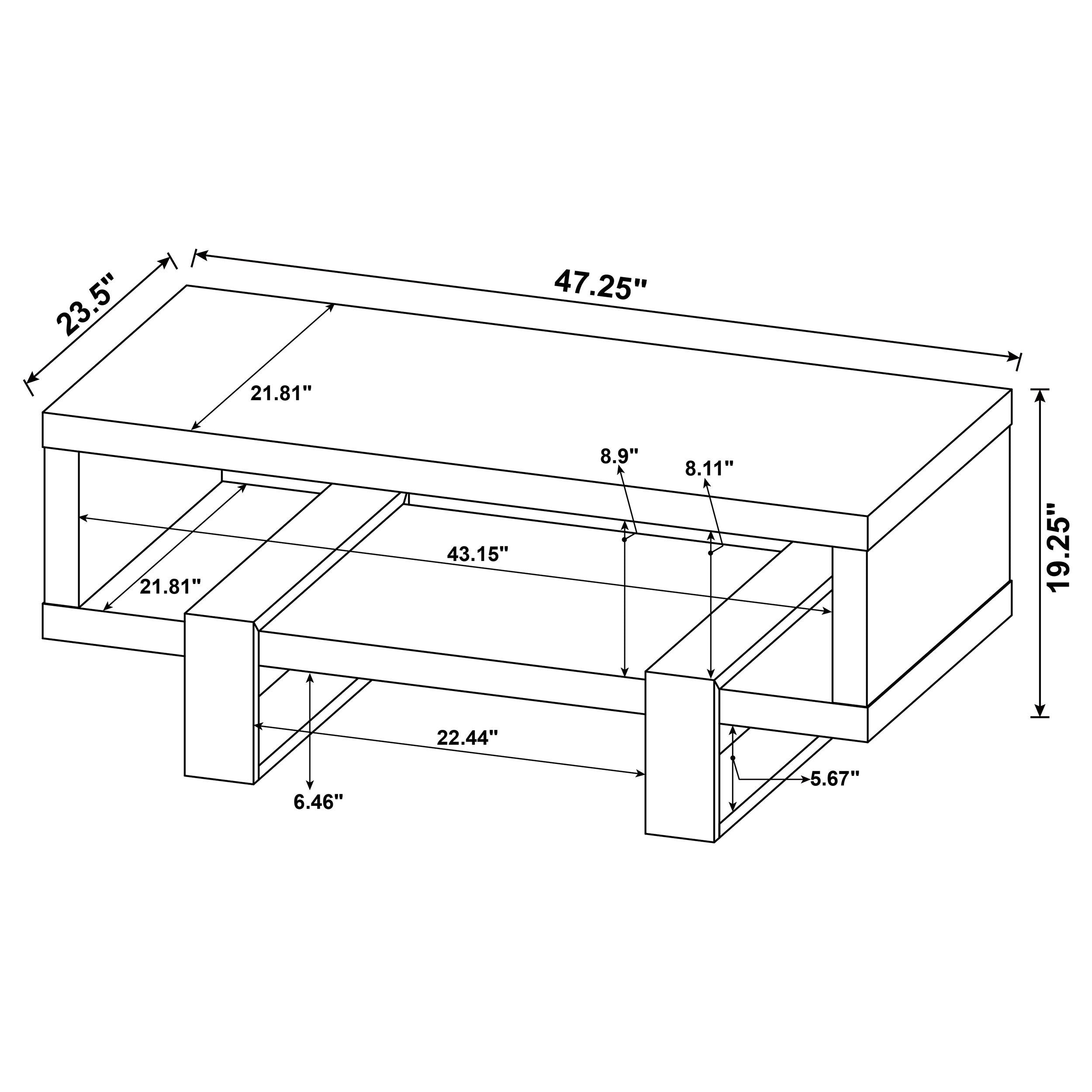 Coaster Dinard Coffee Table with Shelf Grey Driftwood Default Title