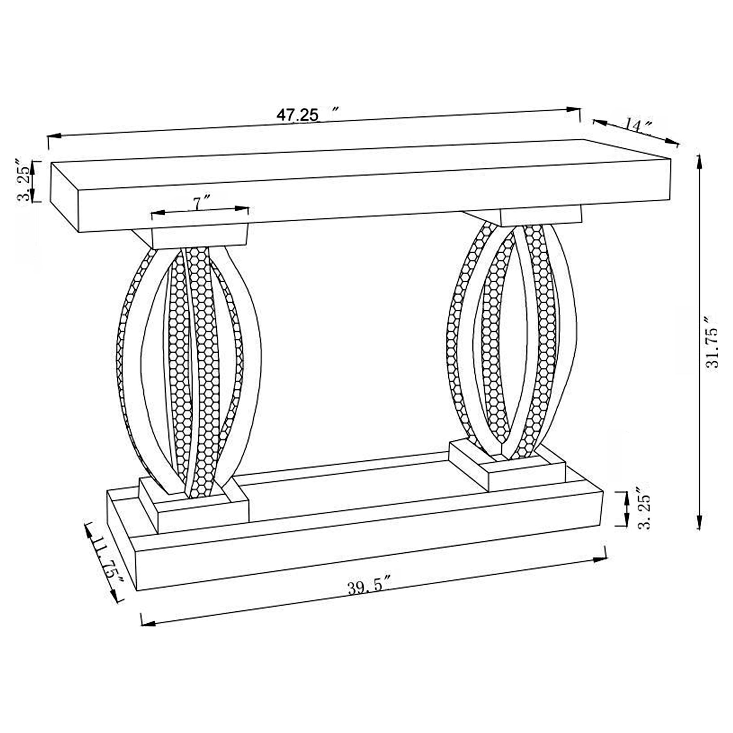 Coaster Amalia Rectangular Sofa Table with Shelf Clear Mirror Default Title