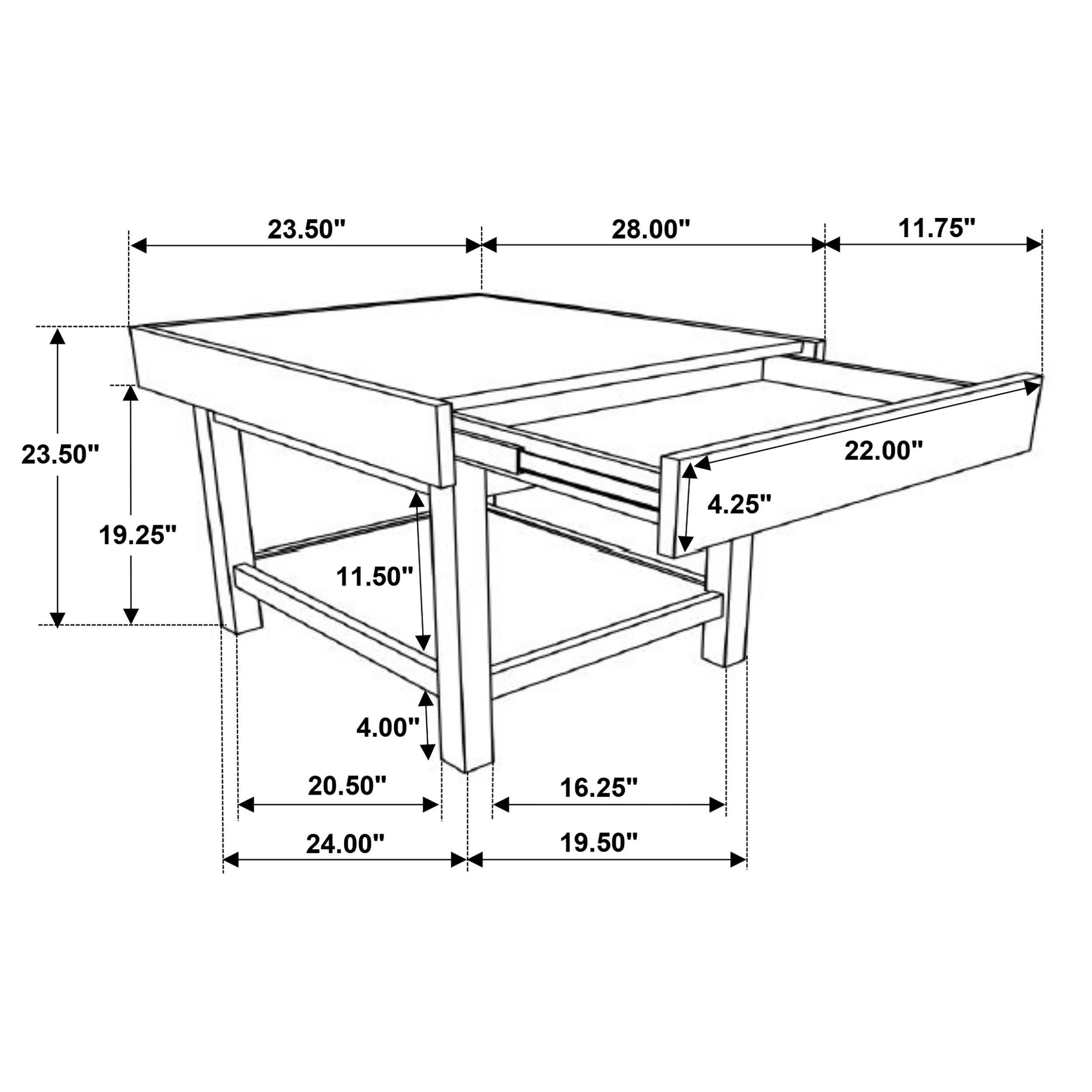 Coaster Owen Rectangle End Table with Shelf Wheat Brown Default Title