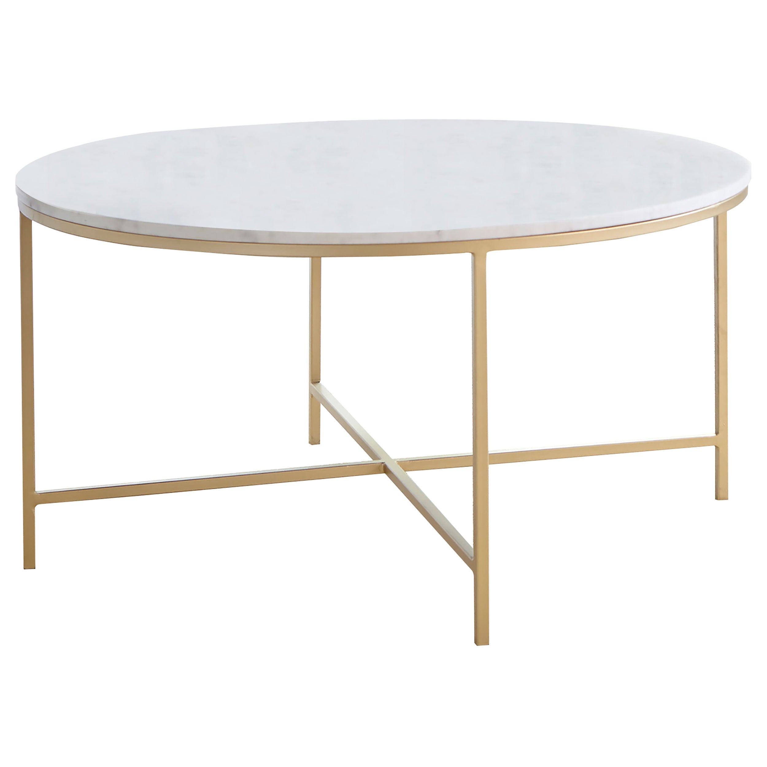 Coaster Ellison Round X-cross Coffee Table White and Gold Default Title