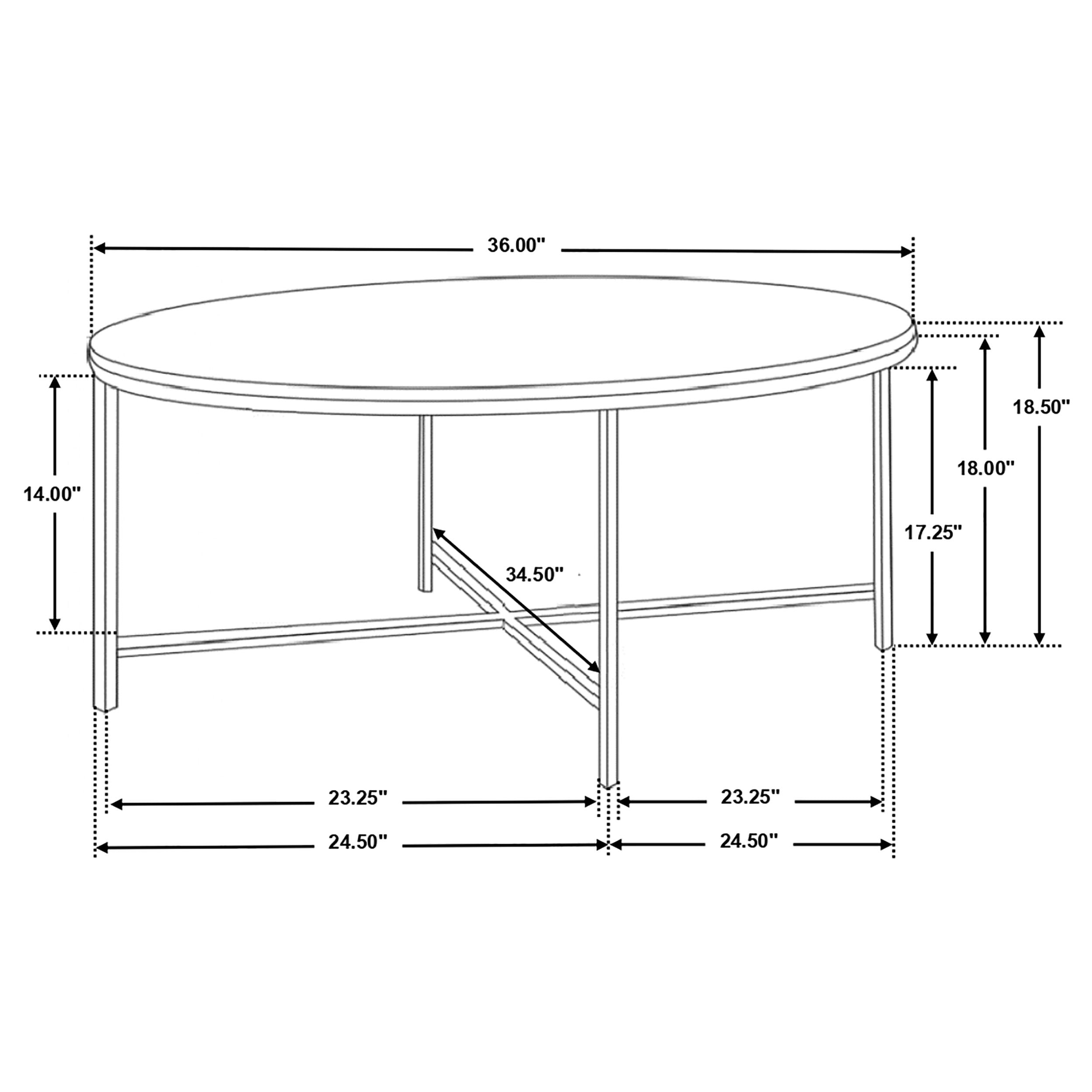 Coaster Ellison Round X-cross Coffee Table White and Gold Default Title