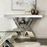 Coaster Taffeta V-shaped Sofa Table with Glass Top Silver Default Title